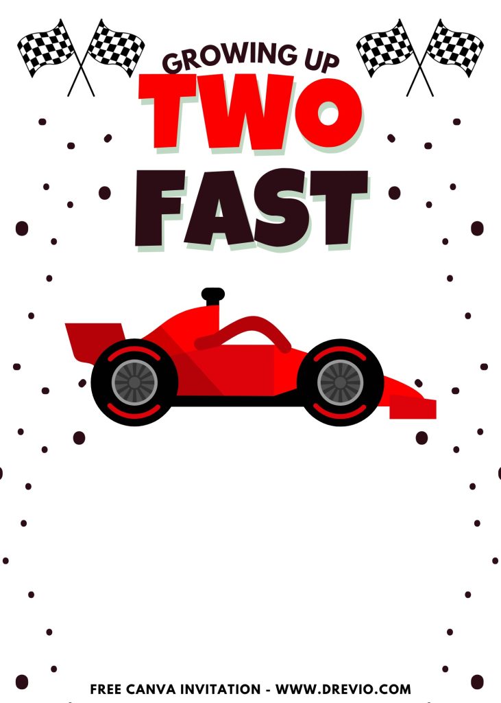 Free and Editable Cute 2 Fast 2 Furious Invitation Templates Made in Canva. Customize Online for free