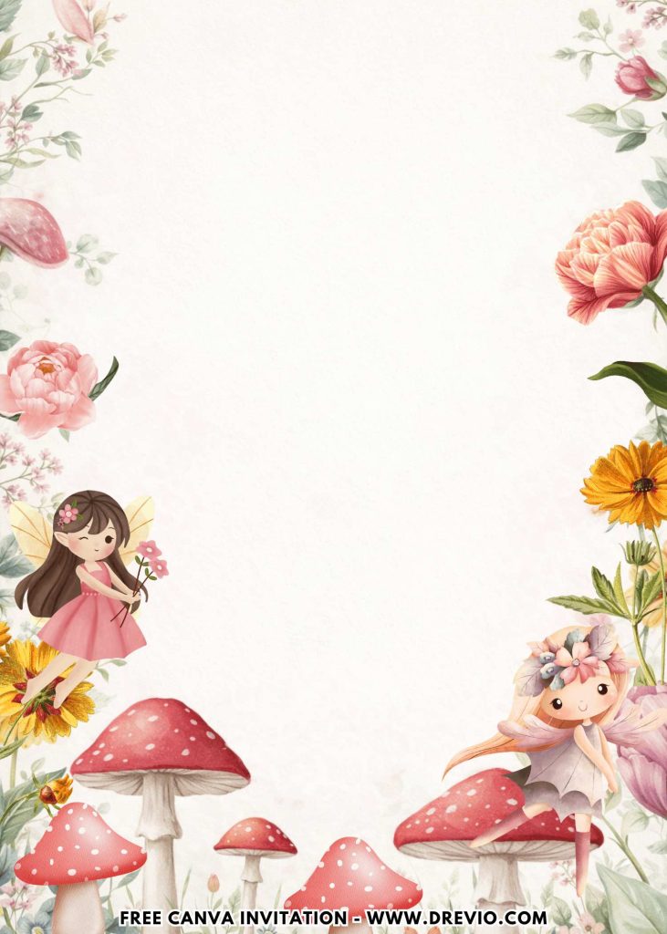 Free and Editable Aesthetic Floral Fairy Birthday Invitation Templates Made in Canva. Customize Online for free