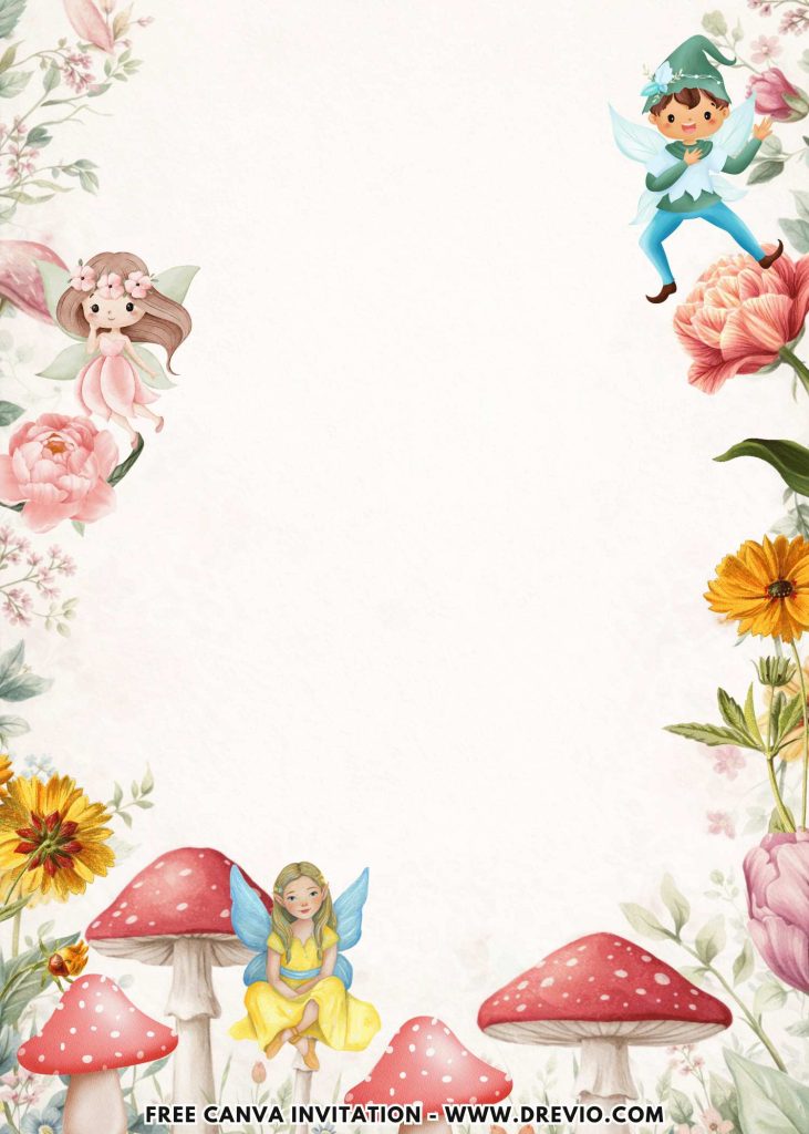 Free and Editable Beautiful Fairy Birthday Invitation Templates Made in Canva. Customize Online for free