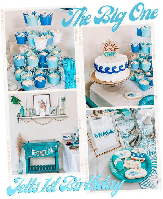 Cute Blue The Big One Surfing Birthday Party Supplies