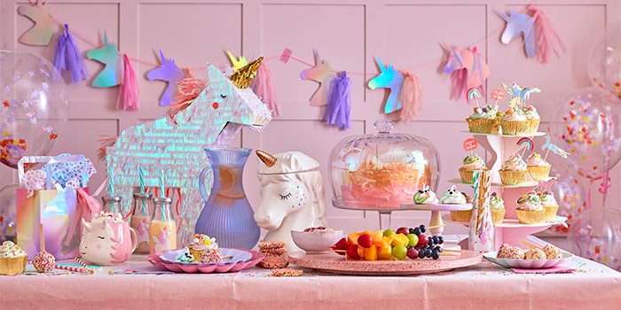 DIY Pastel Unicorn Party Supplies with Colorful Paper Garland