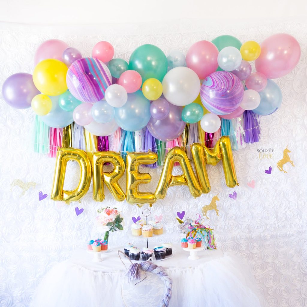 Pastel Balloon Garland for Unicorn birthday party
