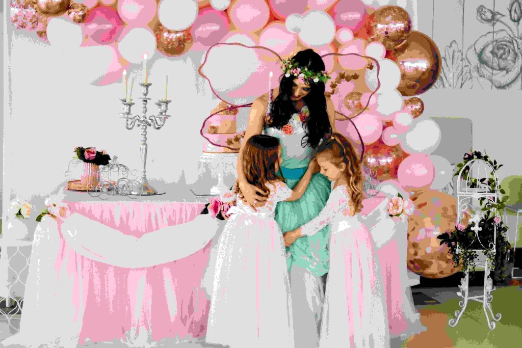Beautiful Princess Birthday Party with Mom dressed as Fairy to her two little princess
