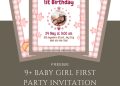 Free and Editable Adorable Girl First Birthday Invitation Templates Made in Canva. Customize Online for free