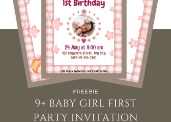 Free and Editable Adorable Girl First Birthday Invitation Templates Made in Canva. Customize Online for free
