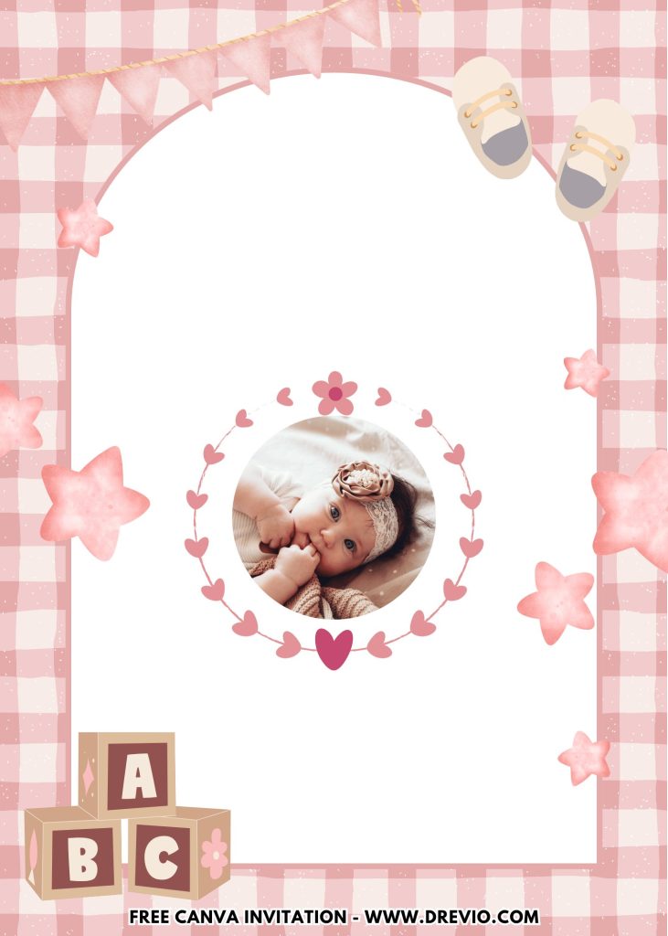 Free and Editable Lovely Cute Girl First Birthday Invitation Templates Made in Canva. Customize Online for free