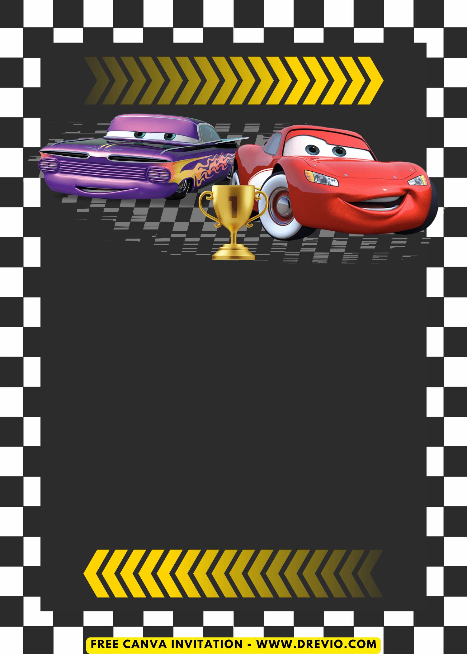 Free and Editable Disney Cars Ramone and Lightning McQueen Birthday Invitation Templates Made in Canva. Customize Online for free