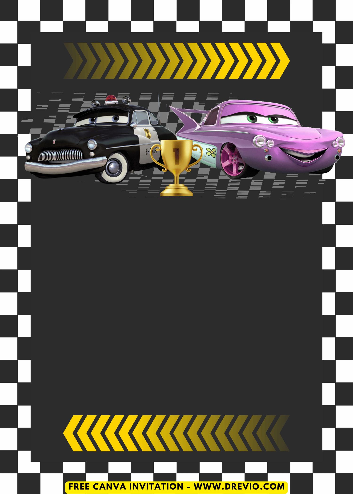 Free and Editable Doc Hudson Disney Cars Birthday Invitation Templates Made in Canva. Customize Online for free