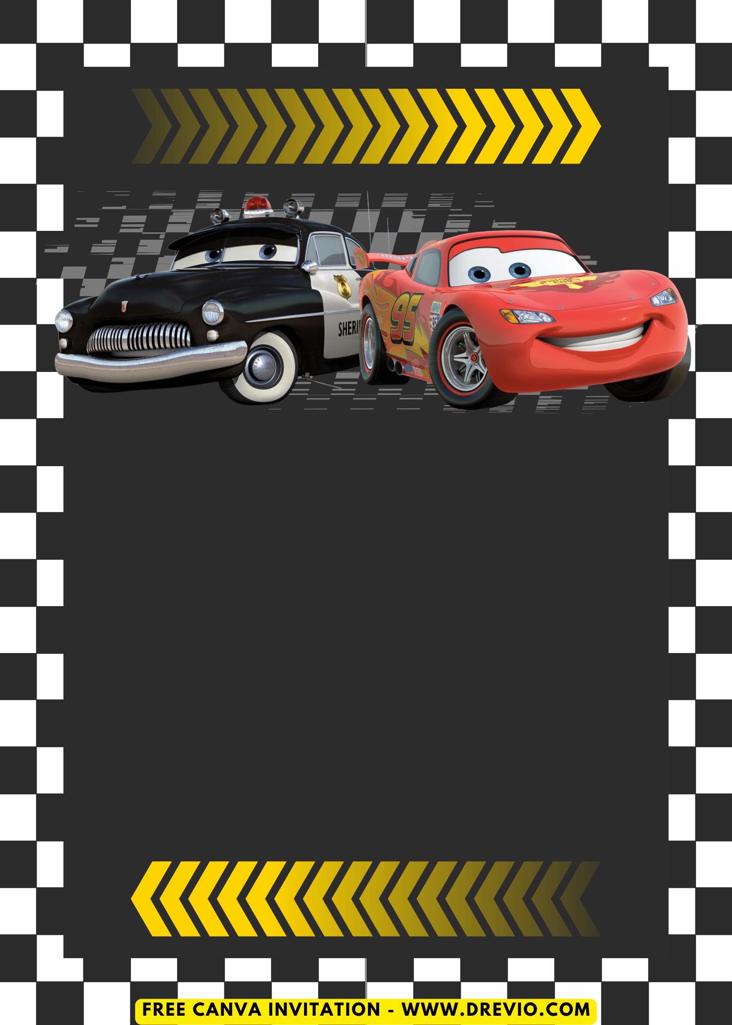 Free and Editable Doc Hudson and Lightning McQueen Birthday Invitation Templates Made in Canva. Customize Online for free