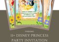 Free and Editable Adorable Disney Princess Birthday Invitation Templates Made in Canva. Customize Online for free
