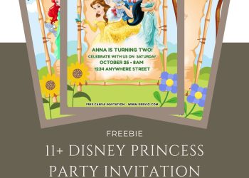 Free and Editable Adorable Disney Princess Birthday Invitation Templates Made in Canva. Customize Online for free