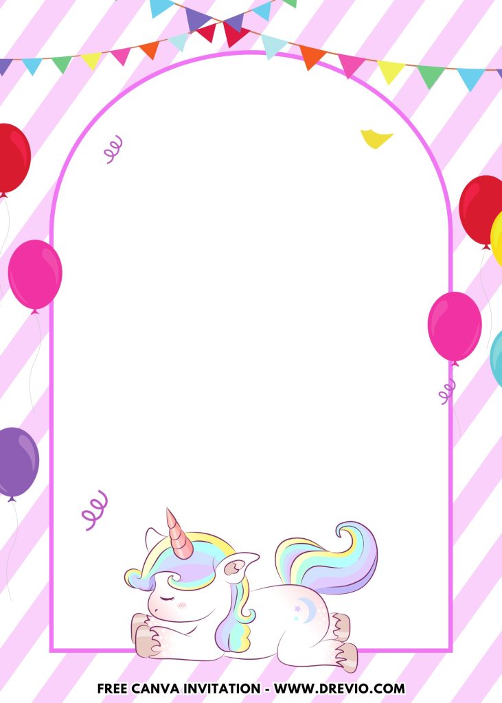Free and Editable Dreamy Watercolor Unicorn Birthday Invitation Templates Made in Canva. Customize Online for free