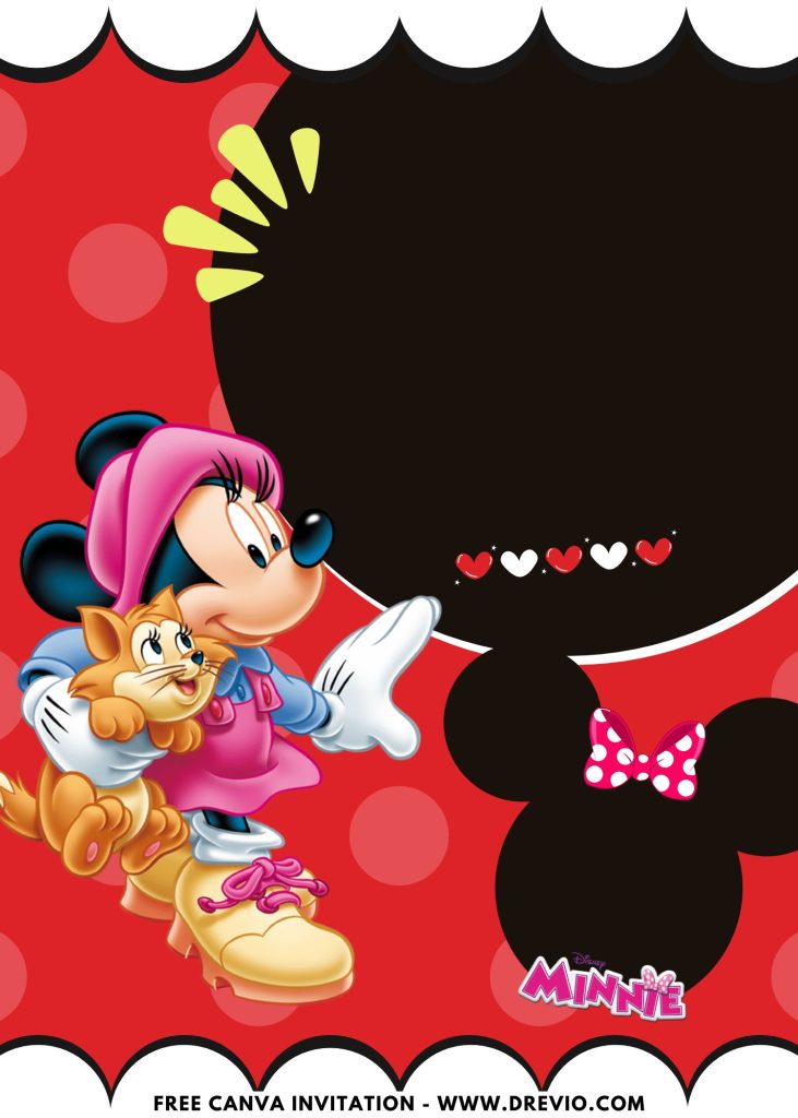 Free and Editable Disney Minnie Mouse Birthday Invitation Templates Made in Canva. Customize Online for free