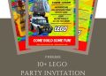 Free and Editable Epic LEGO Police Officer and Patrol Car Birthday Invitation Templates Made in Canva. Customize Online for free