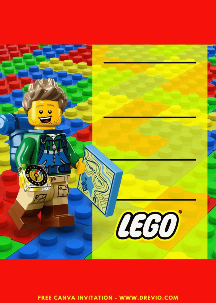 Free and Editable LEGO Brick Birthday Invitation Templates Made in Canva. Customize Online for free
