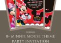 Free and Editable Cute Minnie Mouse Birthday Invitation Templates Made in Canva. Customize Online for free