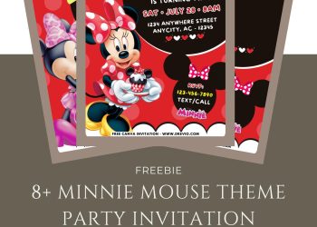 Free and Editable Cute Minnie Mouse Birthday Invitation Templates Made in Canva. Customize Online for free