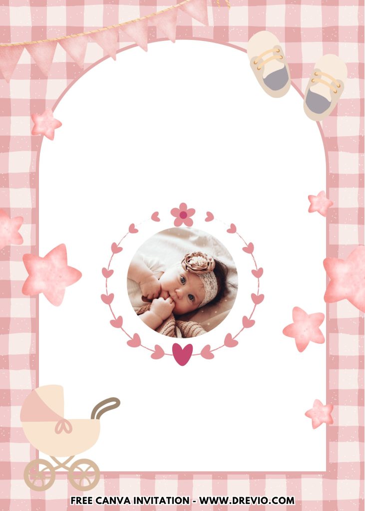 Free and Editable Cute Stars Girl First Birthday Invitation Templates Made in Canva. Customize Online for free