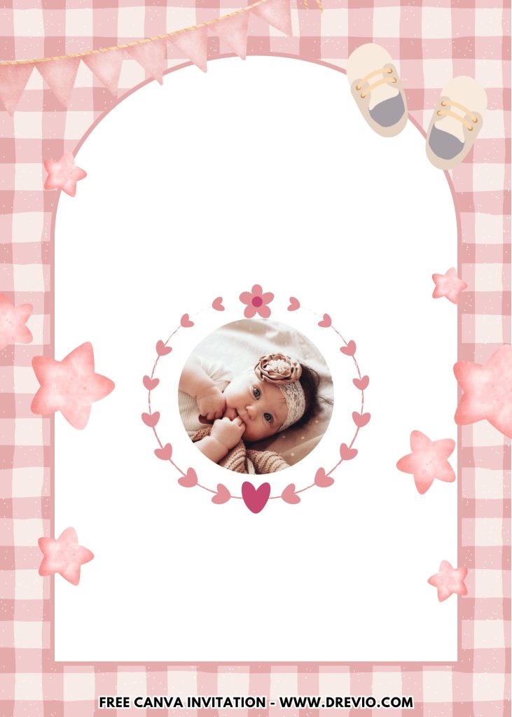 Free and Editable Tiny Socks Girl First Birthday Invitation Templates Made in Canva. Customize Online for free