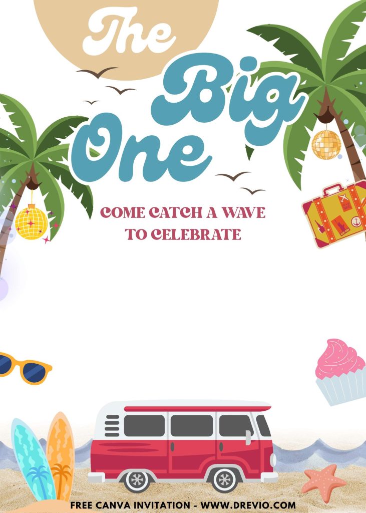 Free and Editable Adorable The Big One Birthday Invitation Templates Made in Canva. Customize Online for free