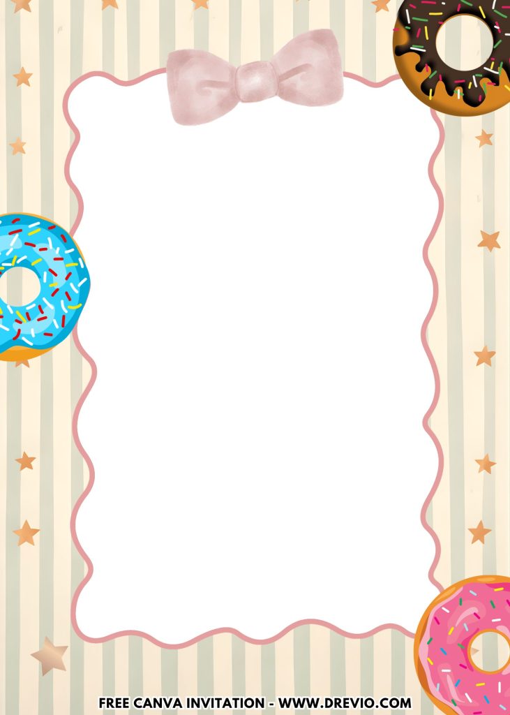 Free and Editable Sweet Donut Sweet One Birthday Invitation Templates Made in Canva. Customize Online for free