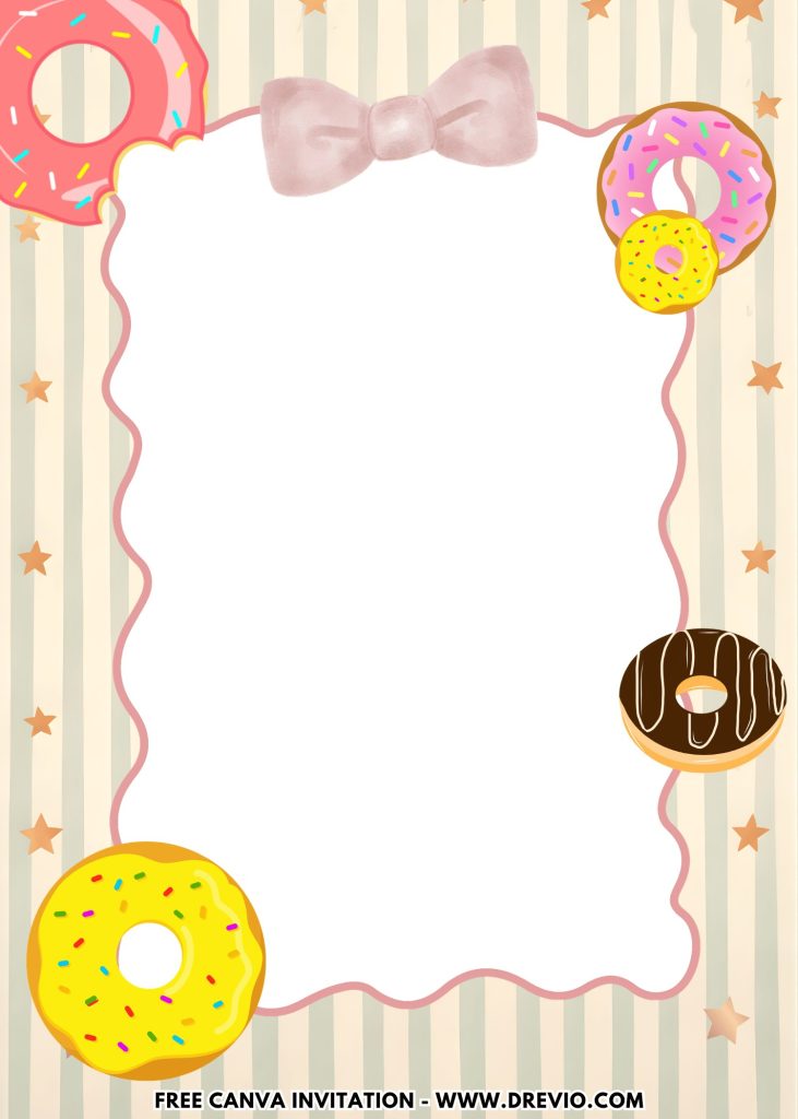 Free and Editable Pastel Donut Sweet One Birthday Invitation Templates Made in Canva. Customize Online for free