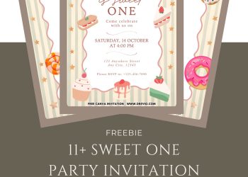 Free and Editable Adorable Sweet One Birthday Invitation Templates Made in Canva. Customize Online for free