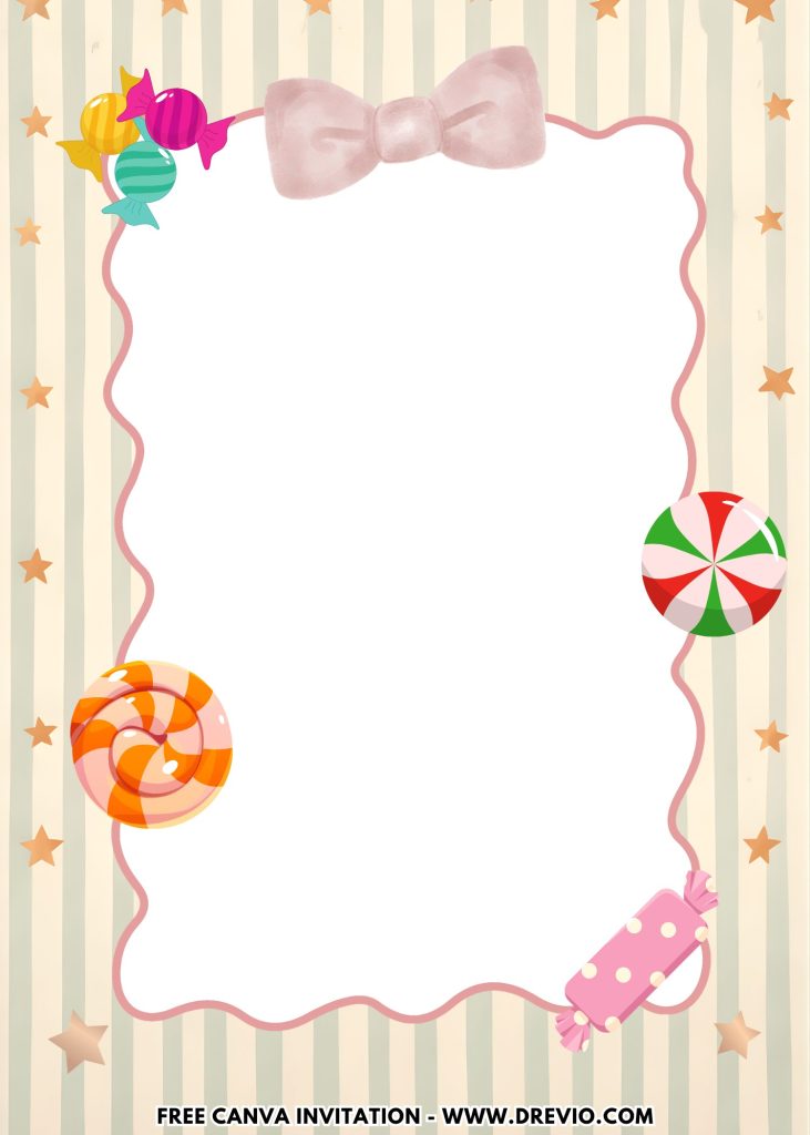Free and Editable Colorful Candy Sweet One Birthday Invitation Templates Made in Canva. Customize Online for free