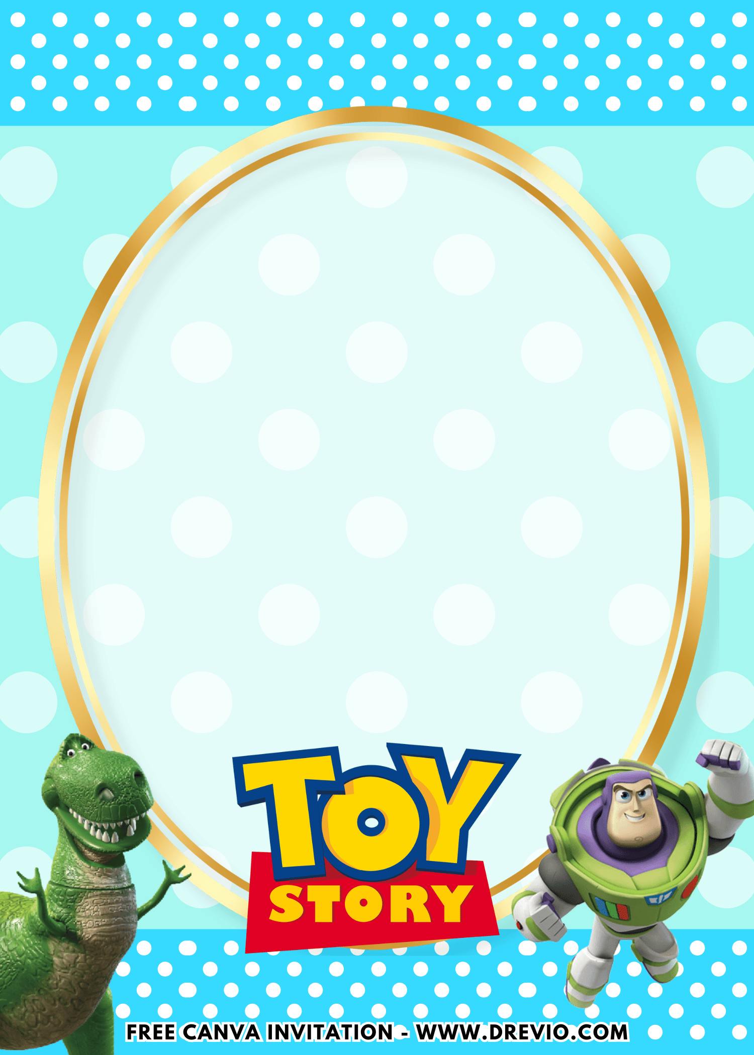 Free and Editable Buzz Lightyear and Rex Toy Story Birthday Invitation Templates Made in Canva. Customize Online for free