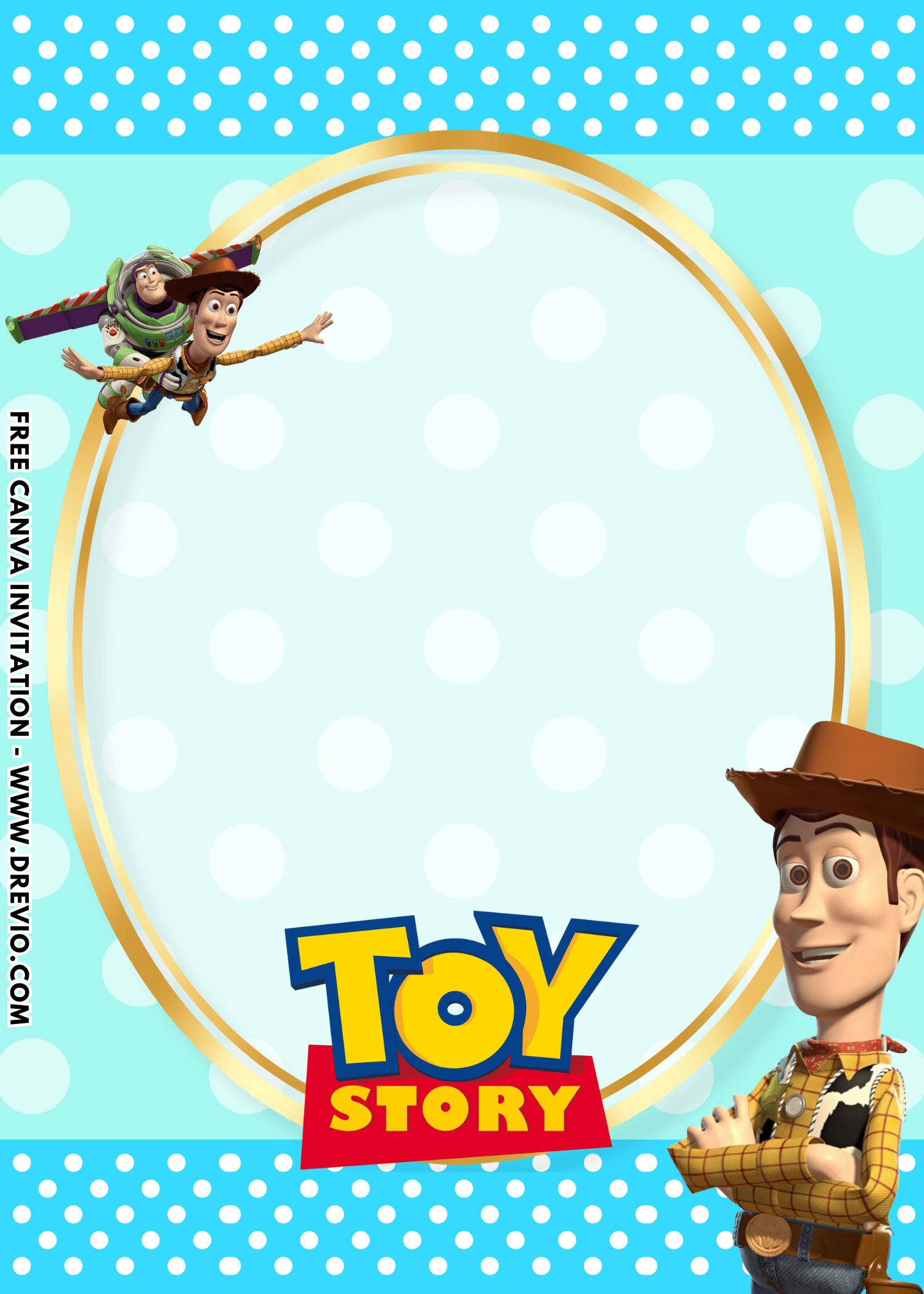 Free and Editable Flying Woody and Buzz Lightyear Toy Story Birthday Invitation Templates Made in Canva. Customize Online for free