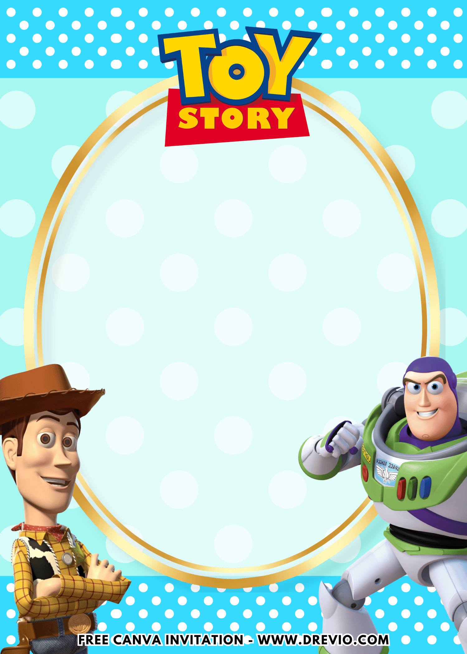 Free and Editable Woody and Buzz Toy Story Birthday Invitation Templates Made in Canva. Customize Online for free