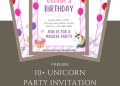 Free and Editable Magical Unicorn Birthday Invitation Templates Made in Canva. Customize Online for free