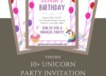 Free and Editable Magical Unicorn Birthday Invitation Templates Made in Canva. Customize Online for free