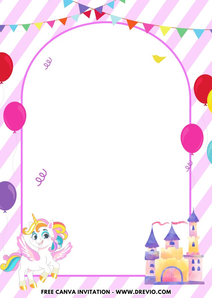 Free and Editable Cute Unicorn Birthday Invitation Templates Made in Canva. Customize Online for free