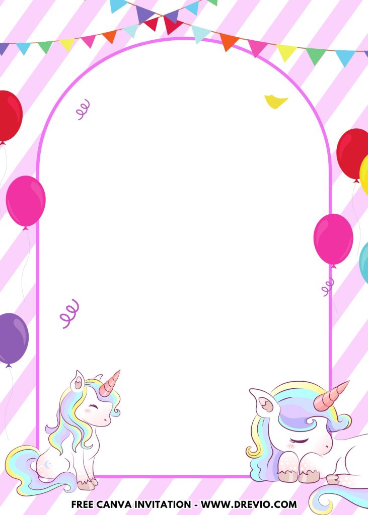 Free and Editable Rainbow Mane Unicorn Birthday Invitation Templates Made in Canva. Customize Online for free