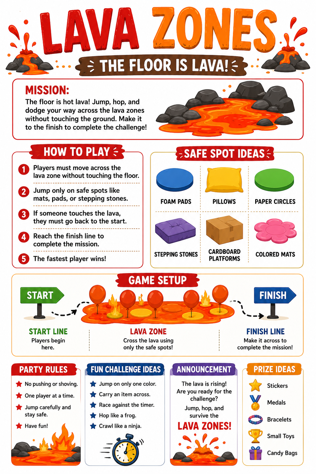 Lava Zones Party Game Instruction