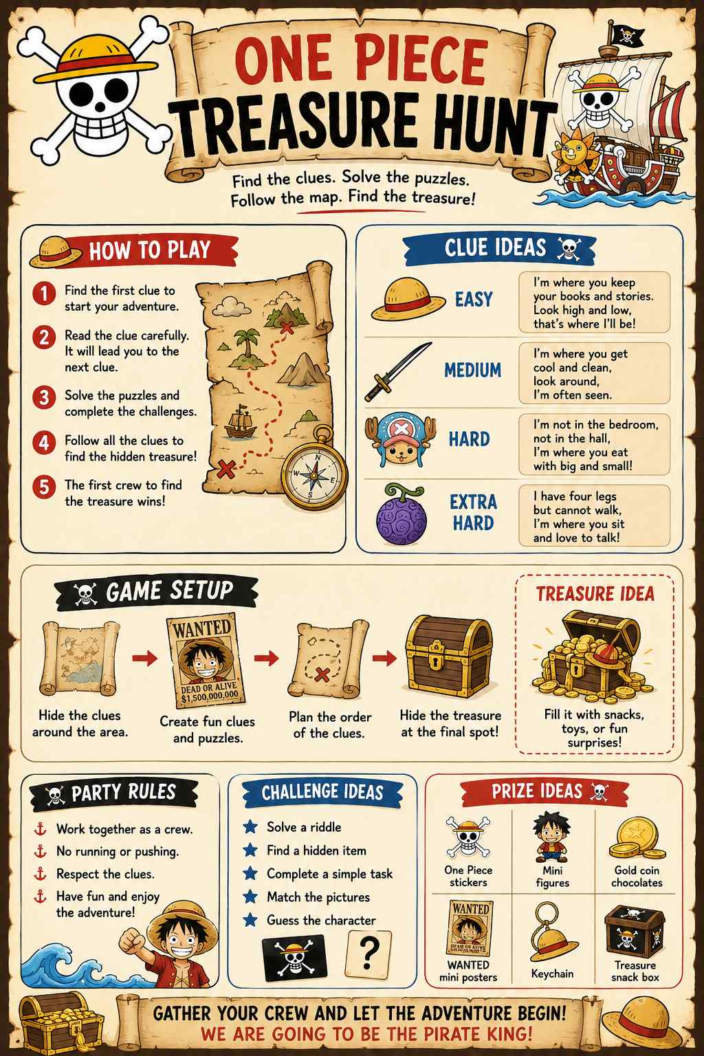 One Piece Treasure Hunt Party Game Instruction