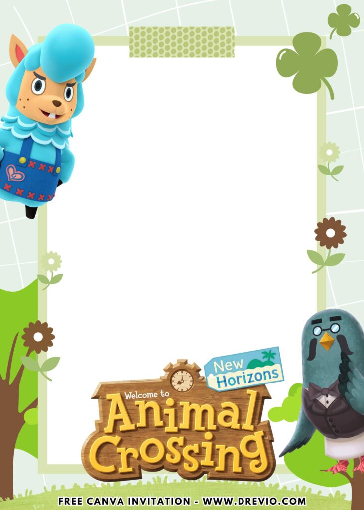 Free and Editable Animal Crossing Garden Birthday Invitation Templates Made in Canva. Customize Online for free