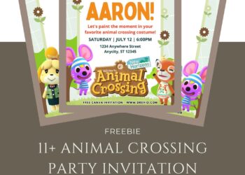 Free and Editable Animal Crossing New Horizon Birthday Invitation Templates Made in Canva. Customize Online for free