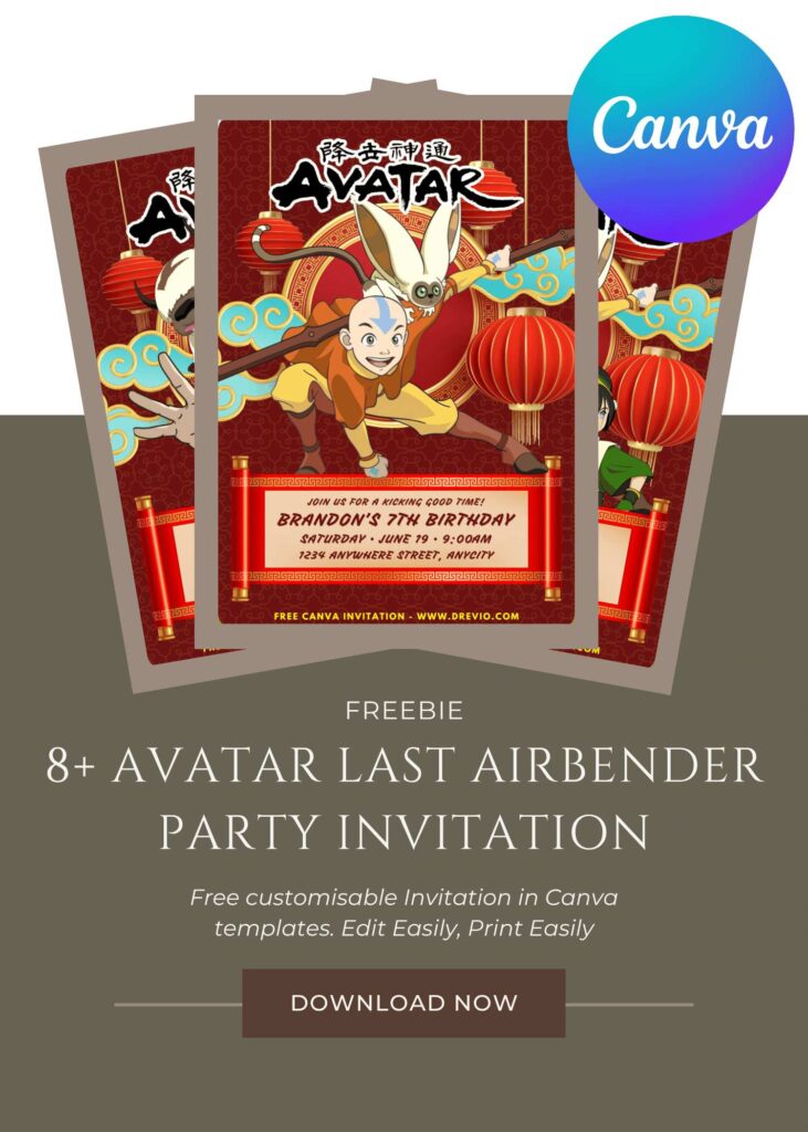 Free and Editable Epic Avatar Birthday Invitation Templates Made in Canva. Customize Online for free