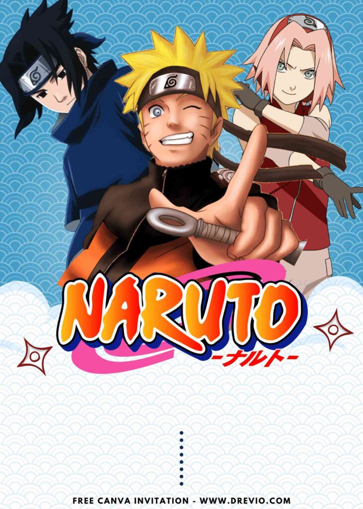 Free and Editable Naruto Team 3 Birthday Invitation Templates Made in Canva. Customize Online for free