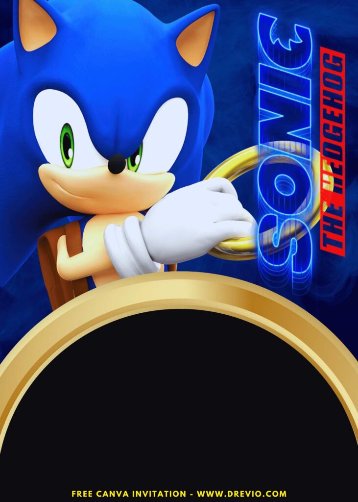 Free and Editable Cute Sonic the Hedgehog Birthday Invitation Templates Made in Canva. Customize Online for free