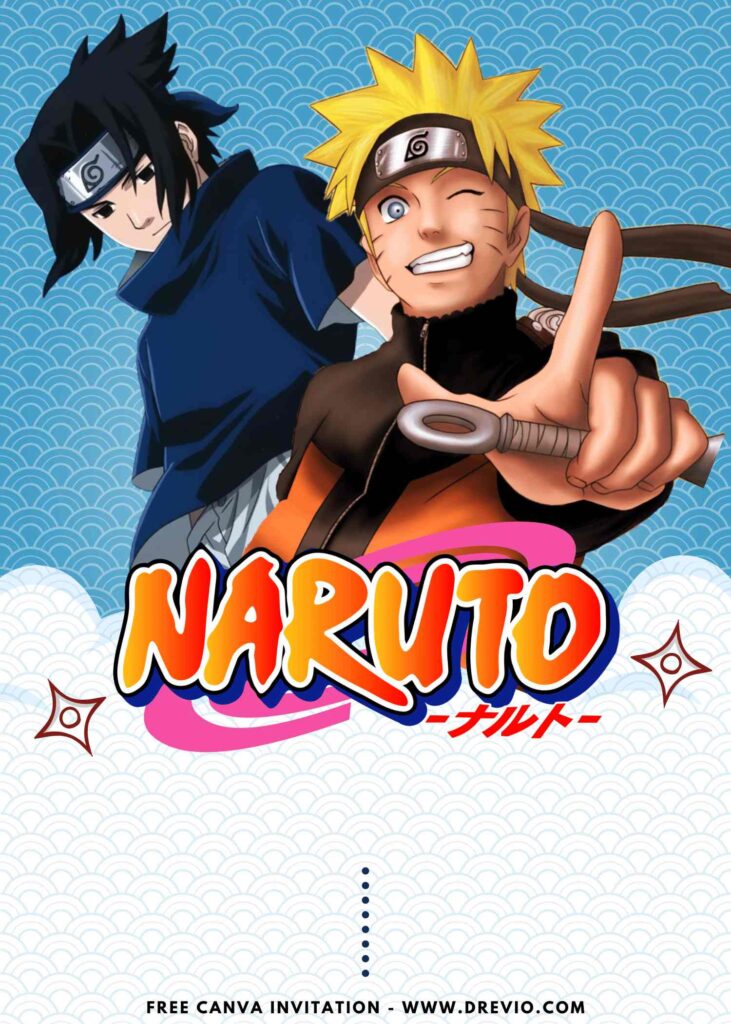 Free and Editable Naruto Ninja Birthday Invitation Templates Made in Canva. Customize Online for free