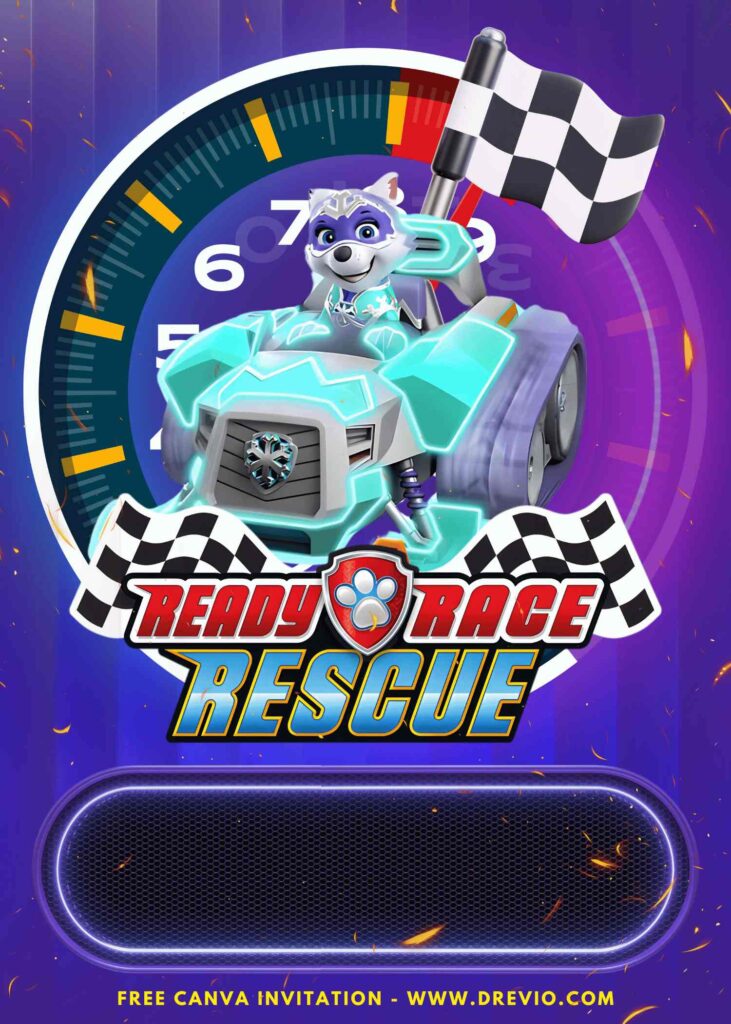 Free and Editable Epic Everest PAW Patrol Ready Race Rescue Birthday Invitation Templates Made in Canva. Customize Online for free