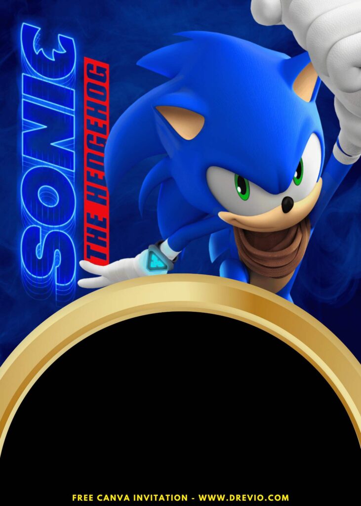 Free and Editable Sonic the Hedgehog  Cartoon Movie Birthday Invitation Templates Made in Canva. Customize Online for free