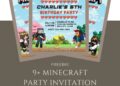 Free and Editable Adorable Minecraft Birthday Invitation Templates Made in Canva. Customize Online for free