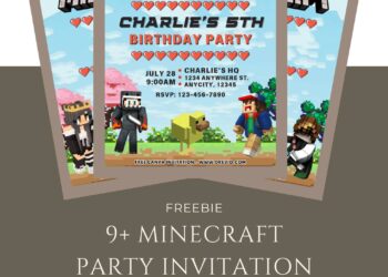 Free and Editable Adorable Minecraft Birthday Invitation Templates Made in Canva. Customize Online for free