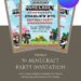 Free and Editable Adorable Minecraft Birthday Invitation Templates Made in Canva. Customize Online for free