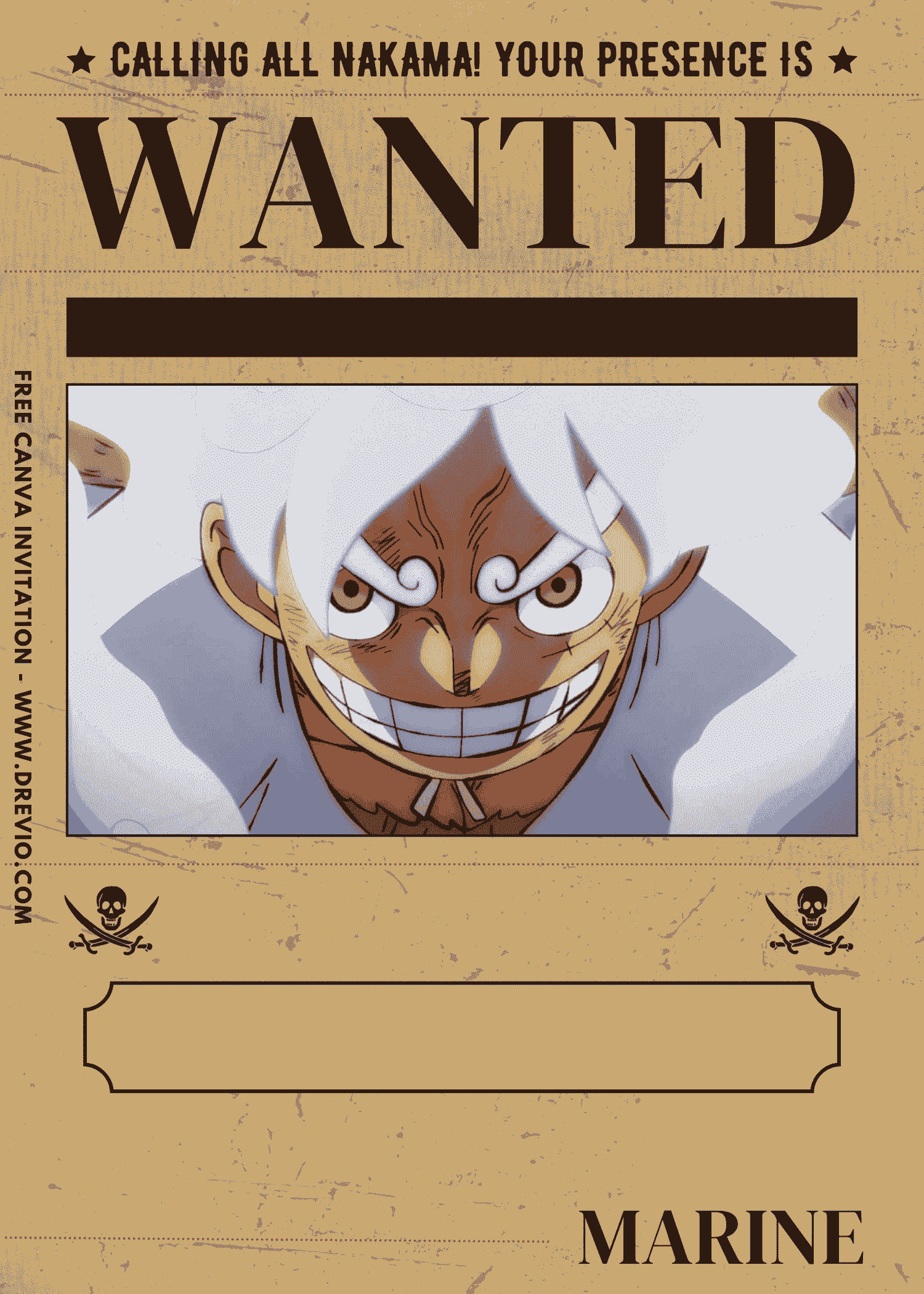 Free and Editable Furious Luffy Gear 5 One Piece Birthday Invitation Templates Made in Canva. Customize Online for free