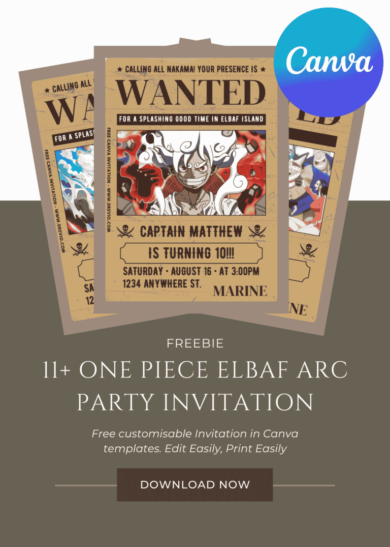 Free and Editable One Piece Birthday Invitation Templates Made in Canva. Customize Online for free
